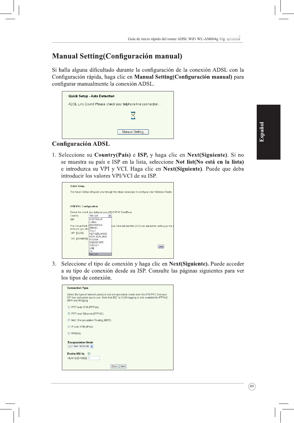 Español | Asus WL-AM604g User Manual | Page 91 / 108