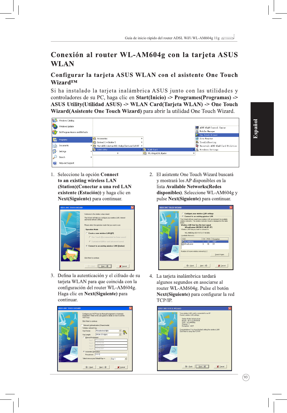 Español | Asus WL-AM604g User Manual | Page 95 / 108