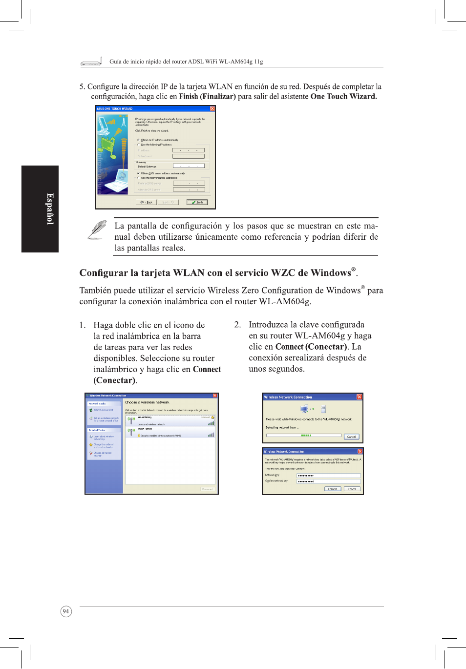 Español | Asus WL-AM604g User Manual | Page 96 / 108