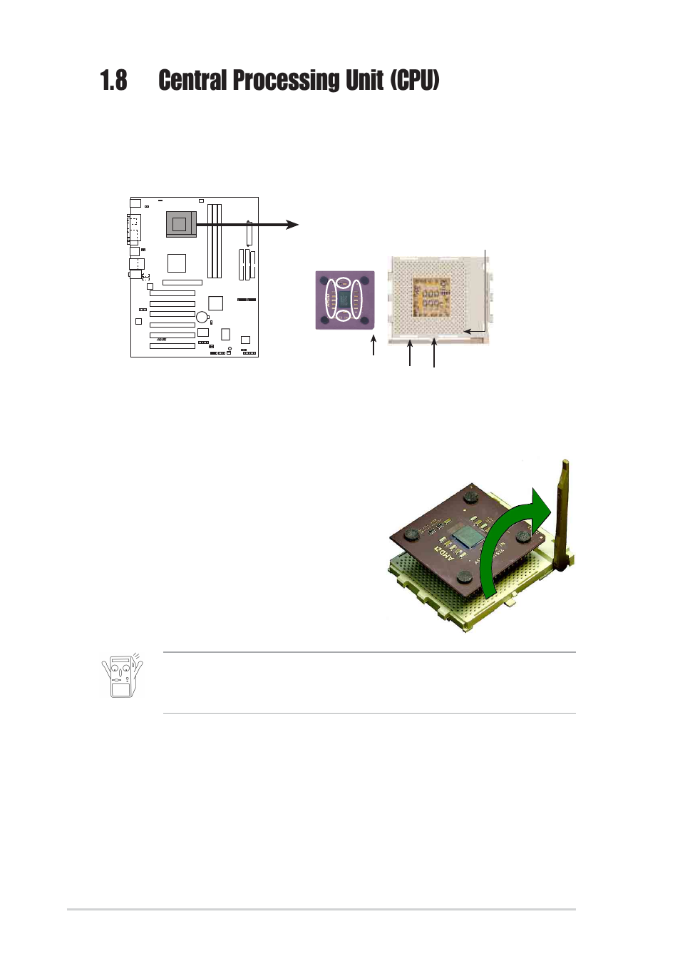 8 central processing unit (cpu), 1 installing the cpu | Asus A7V600-X User Manual | Page 22 / 78