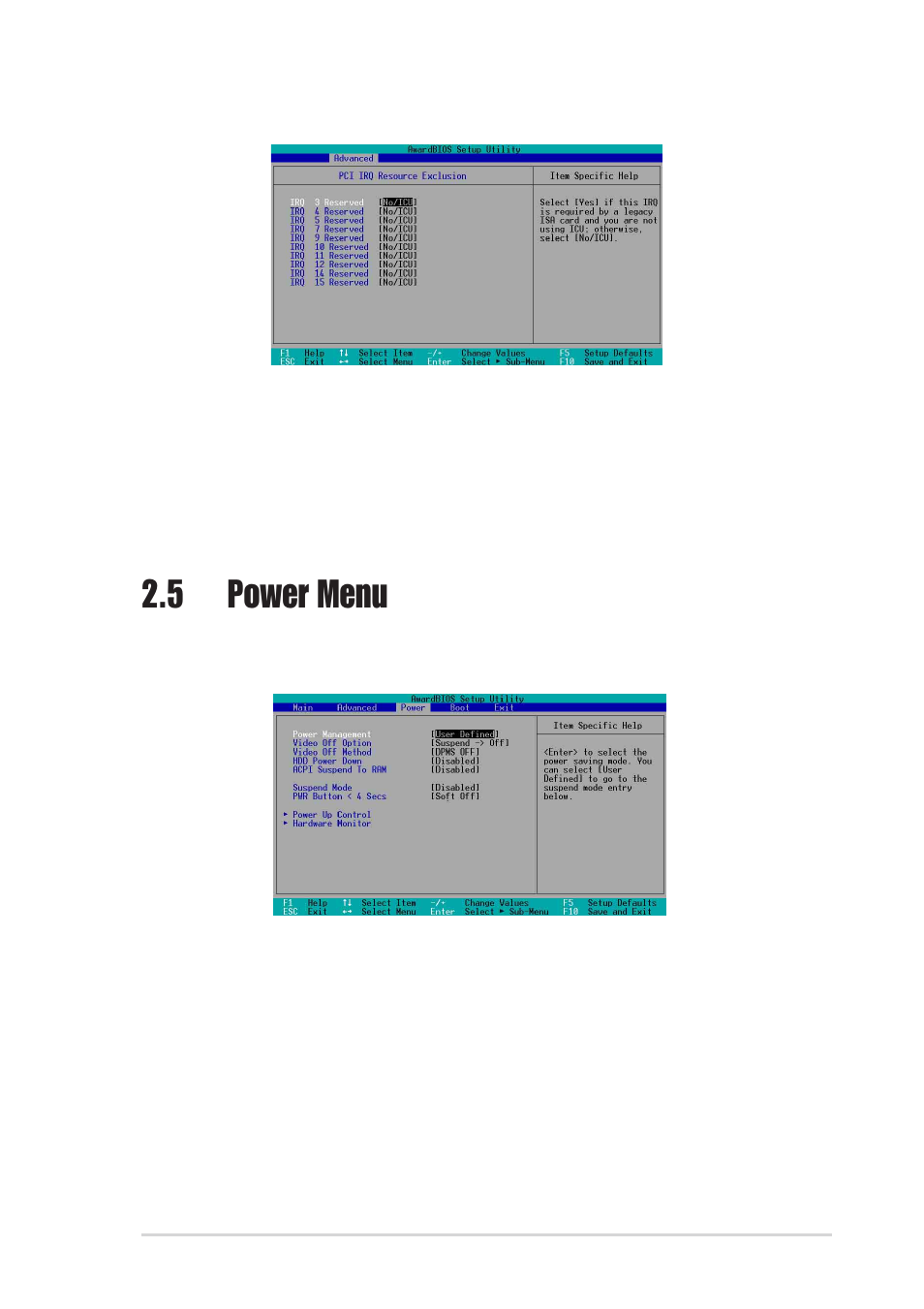 5 power menu | Asus A7V600-X User Manual | Page 57 / 78