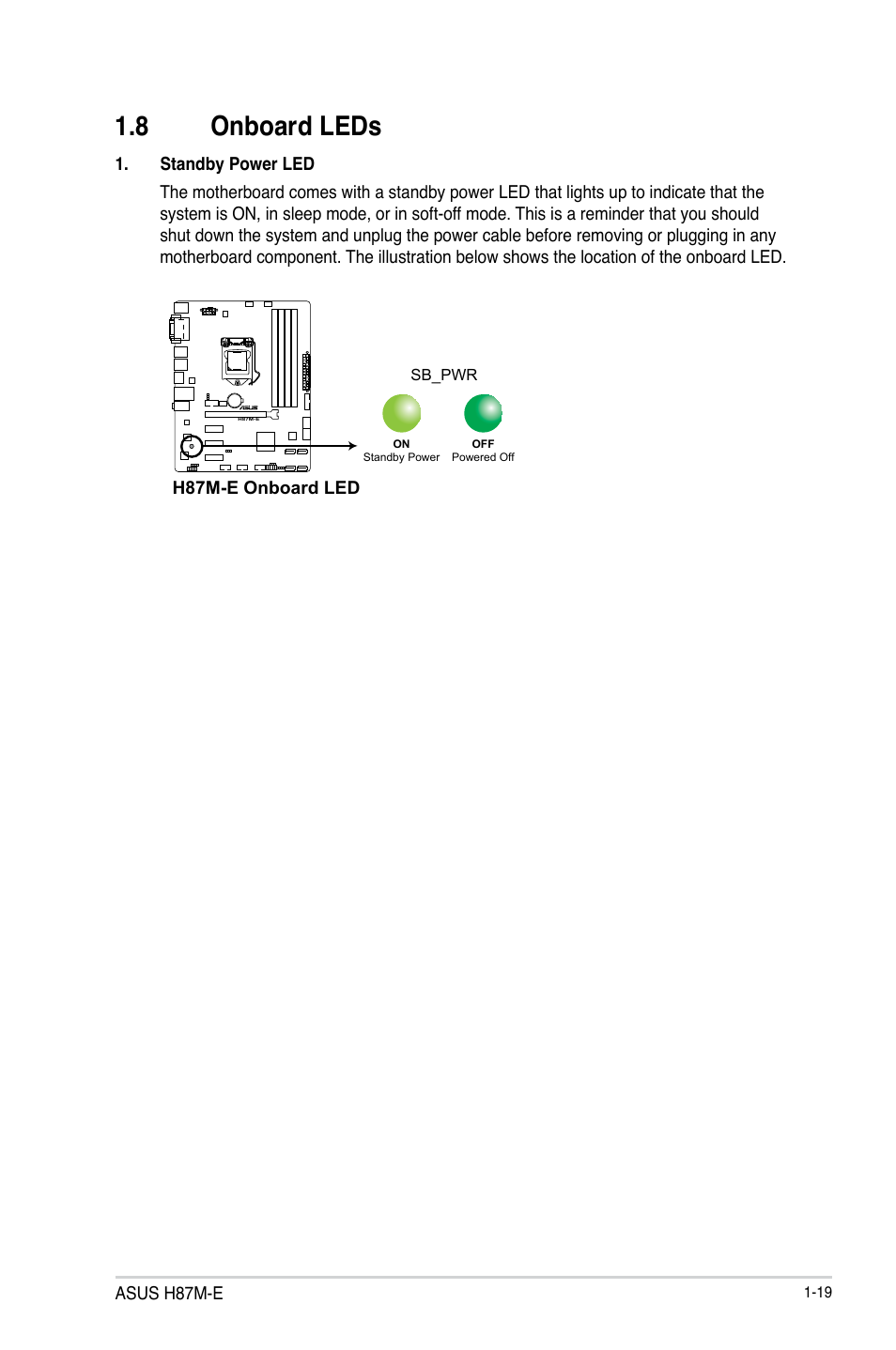 8 onboard leds | Asus H87M-E User Manual | Page 27 / 74