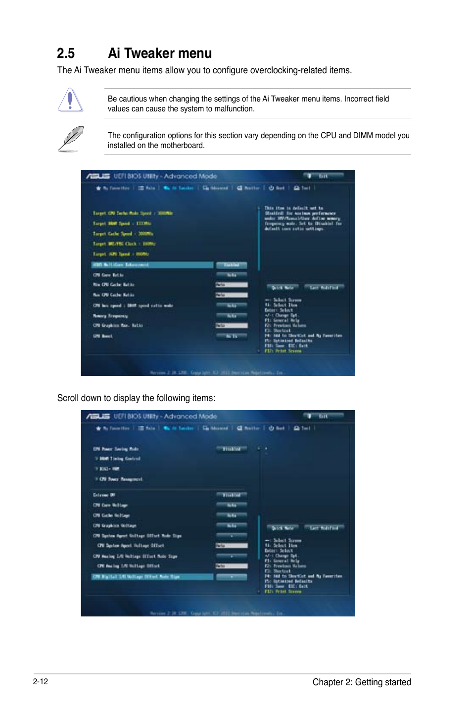 5 ai tweaker menu | Asus H87M-E User Manual | Page 40 / 74