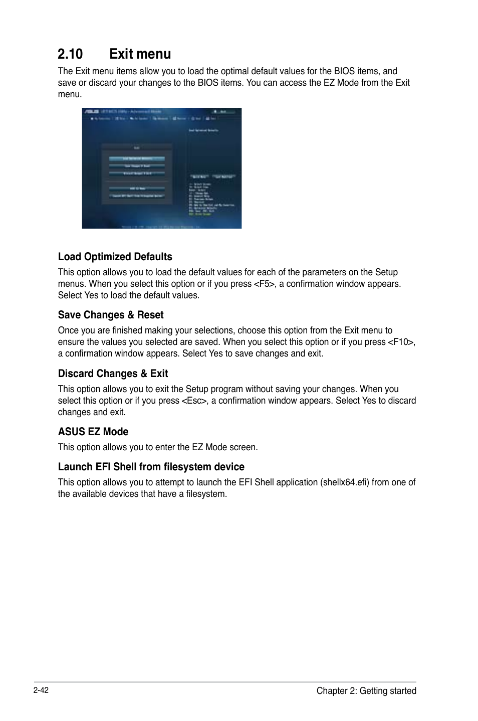 10 exit menu | Asus H87M-E User Manual | Page 70 / 74