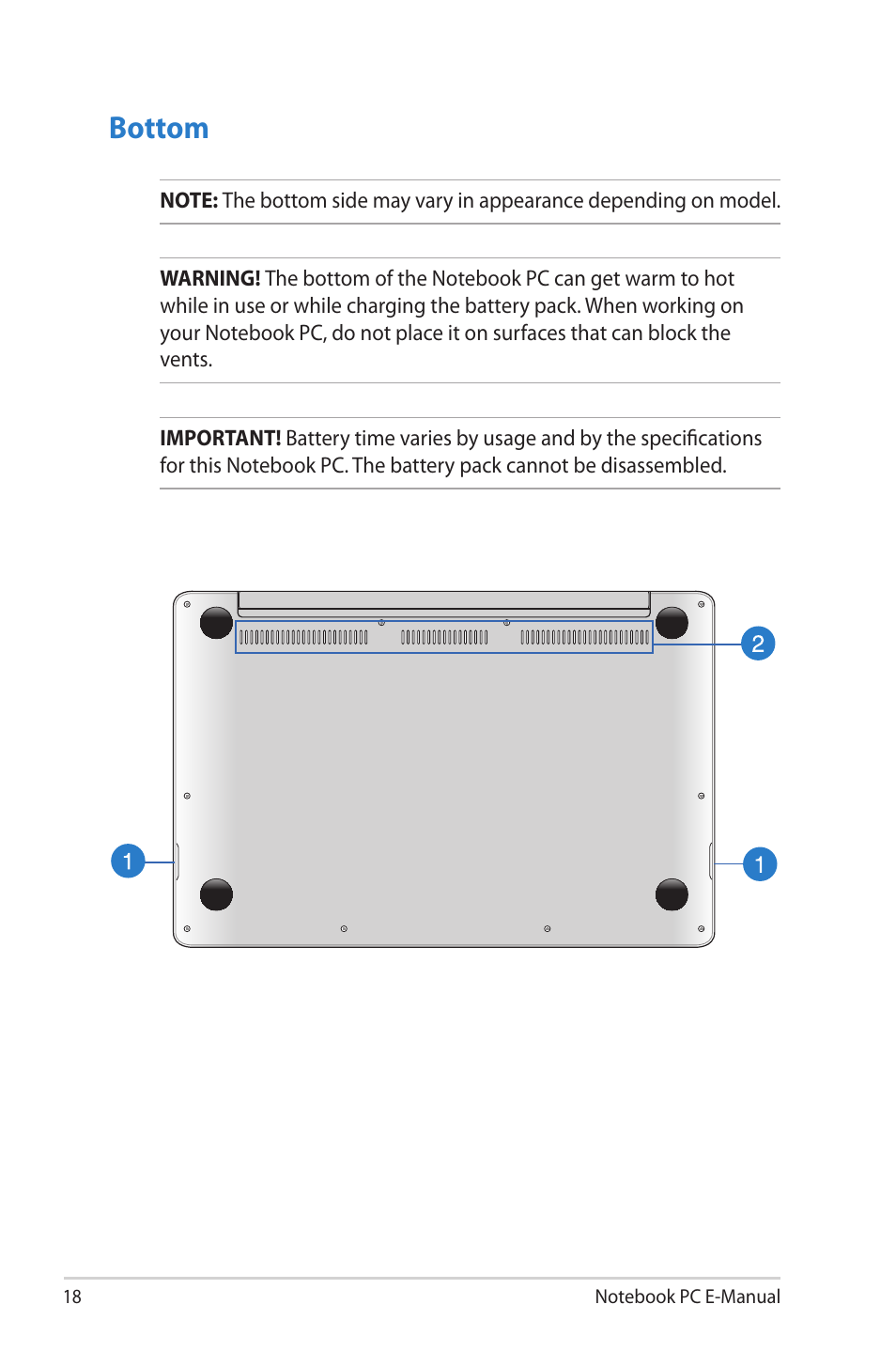 Bottom | Asus TAICHI31 User Manual | Page 18 / 110