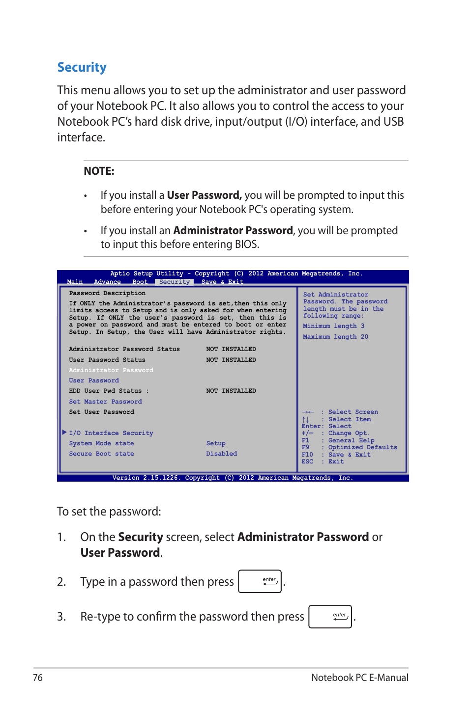 Security | Asus TAICHI31 User Manual | Page 76 / 110