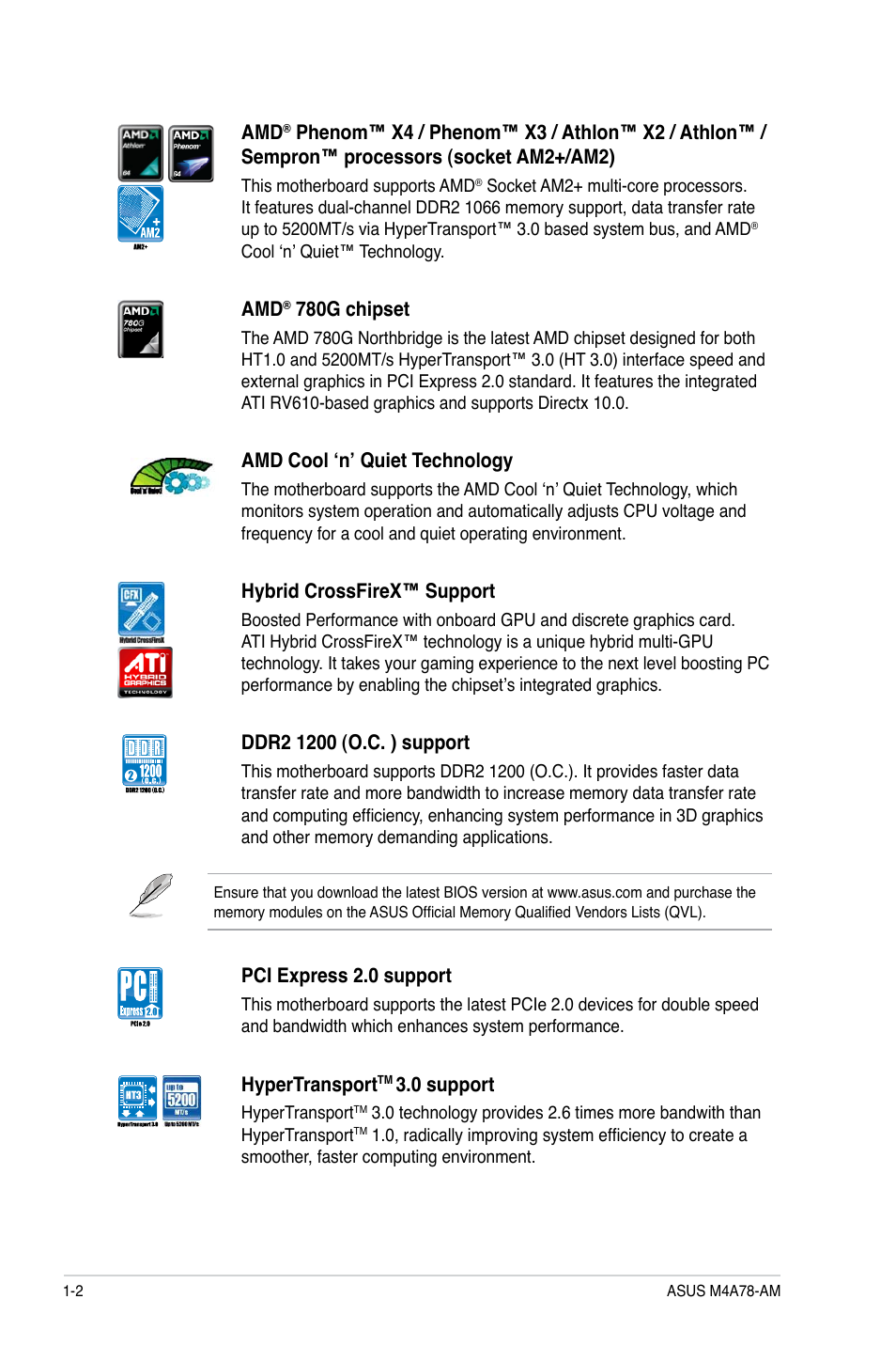 Asus M4A78-AM User Manual | Page 12 / 64