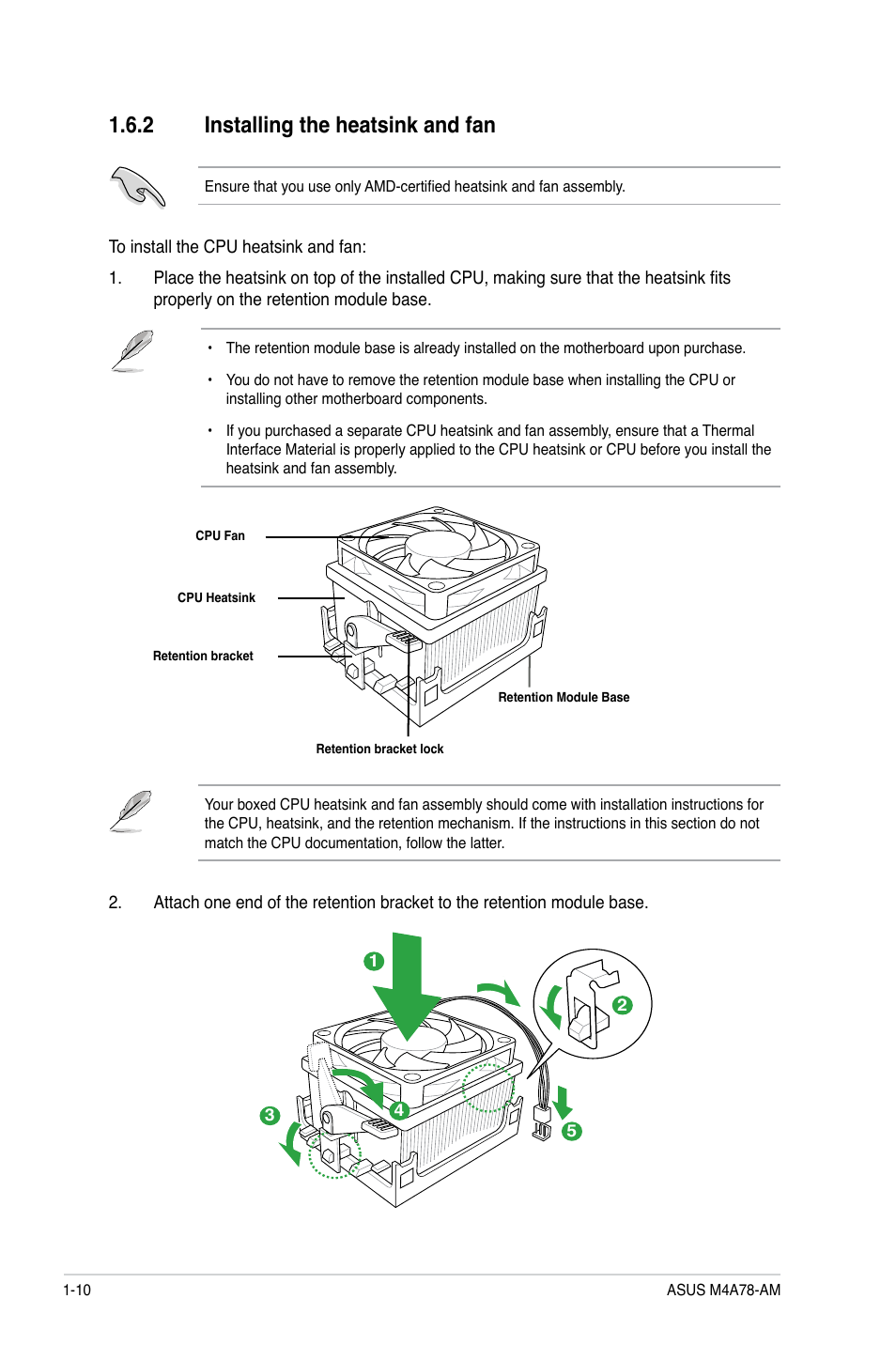 2 installing the heatsink and fan | Asus M4A78-AM User Manual | Page 20 / 64