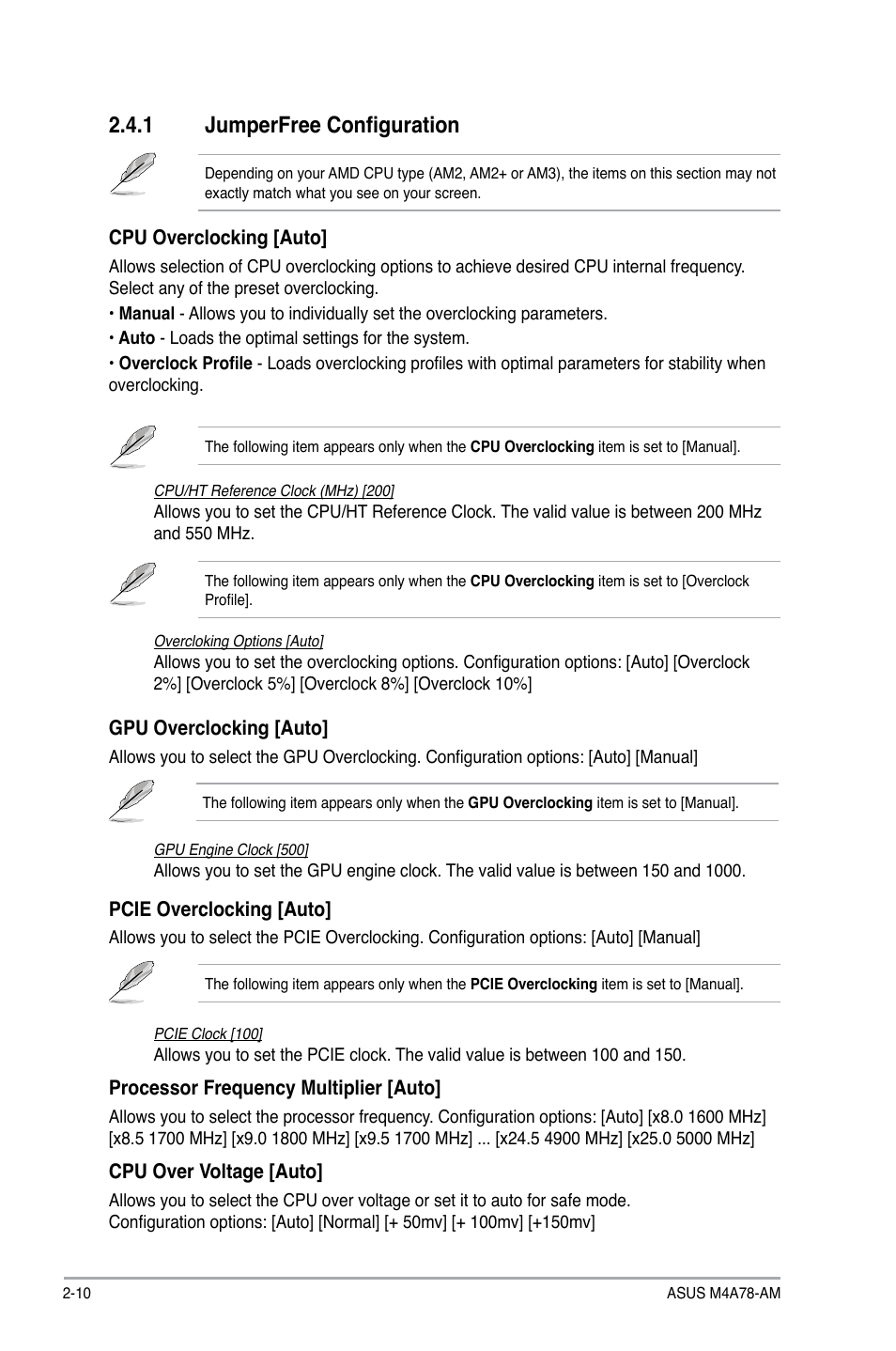 1 jumperfree configuration | Asus M4A78-AM User Manual | Page 52 / 64