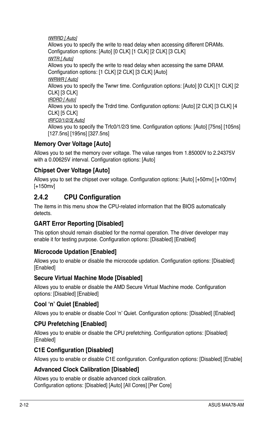 2 cpu configuration | Asus M4A78-AM User Manual | Page 54 / 64