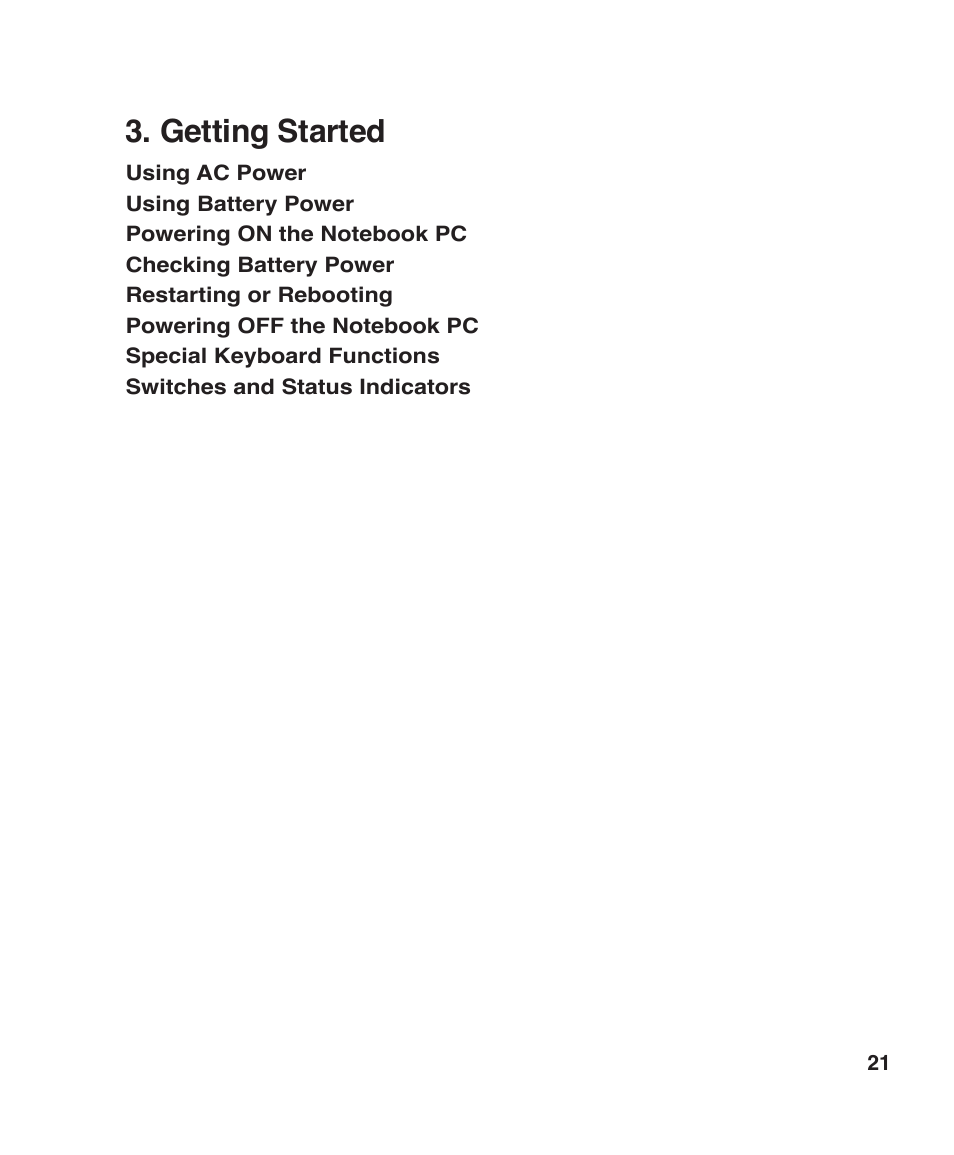 Getting started | Asus W6F User Manual | Page 21 / 75