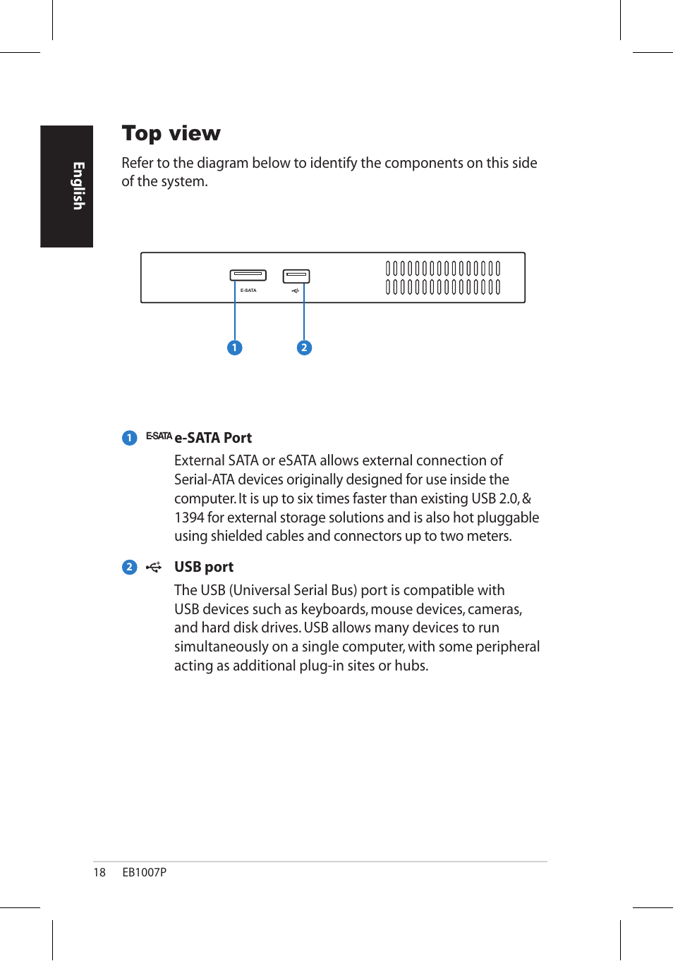 Top view | Asus EB1007P User Manual | Page 18 / 34