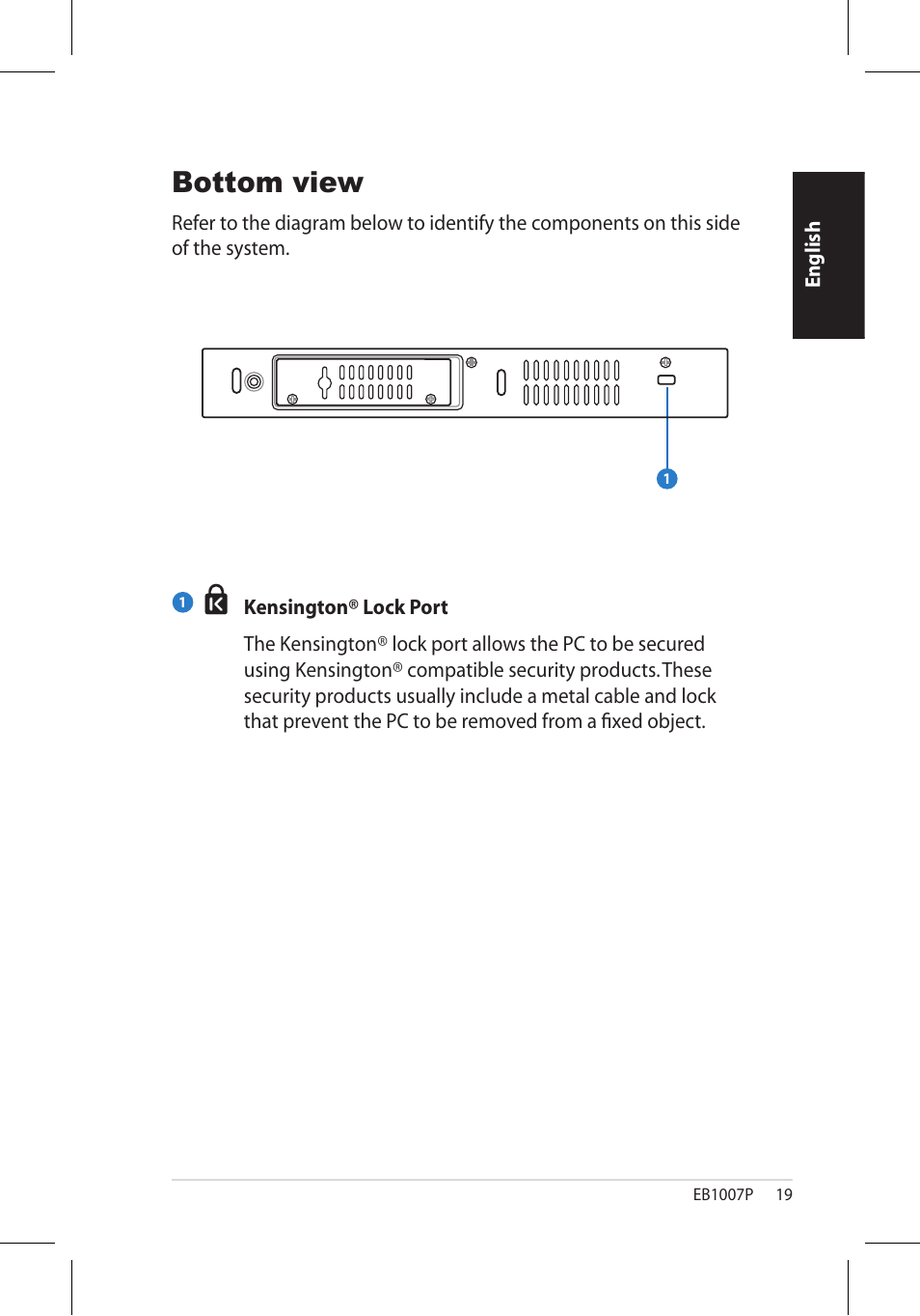 Bottom view | Asus EB1007P User Manual | Page 19 / 34