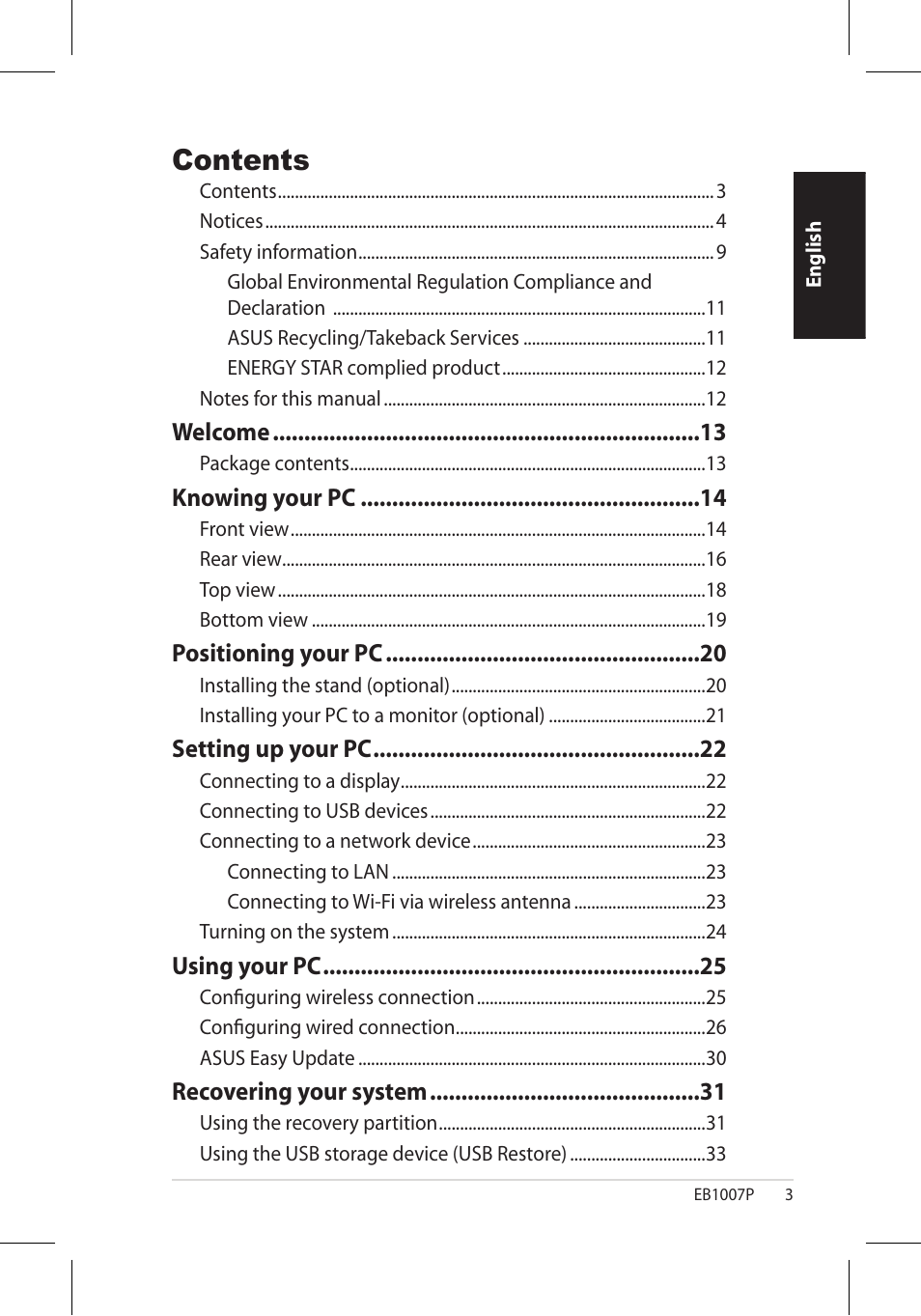 Asus EB1007P User Manual | Page 3 / 34