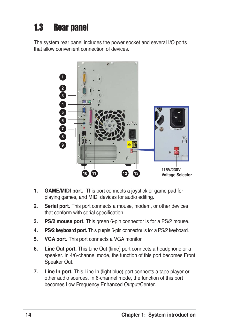 3 rear panel | Asus Terminator A7VT User Manual | Page 14 / 98