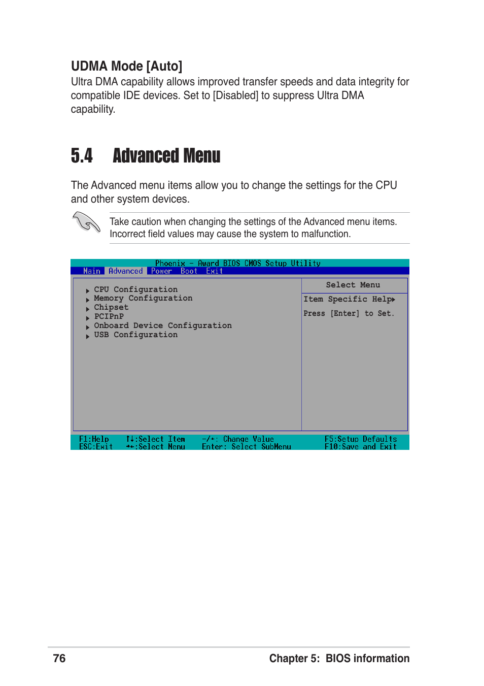 4 advanced menu | Asus Terminator A7VT User Manual | Page 76 / 98