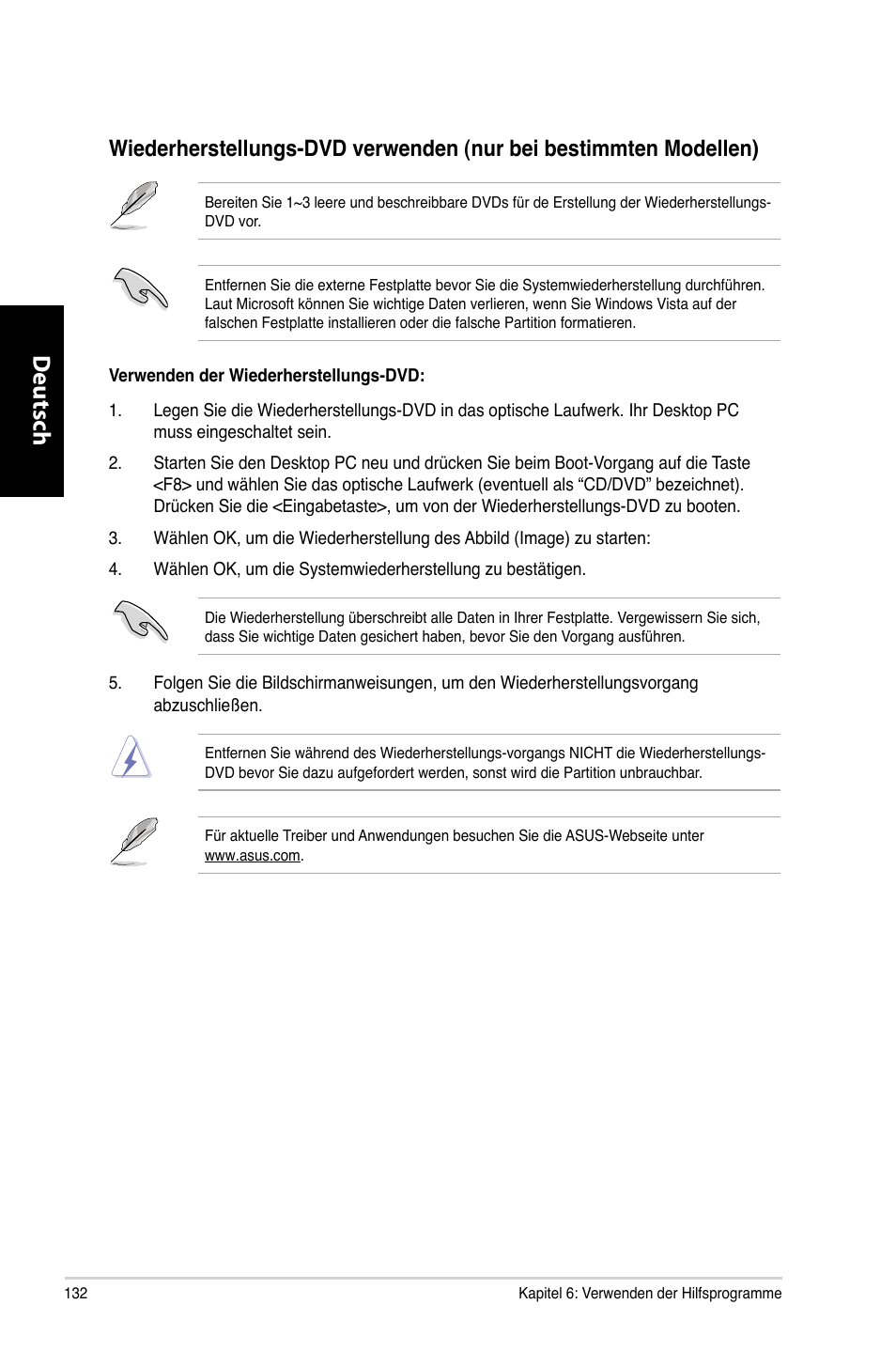 Deutsch d eutsch | Asus CG8265 User Manual | Page 132 / 350