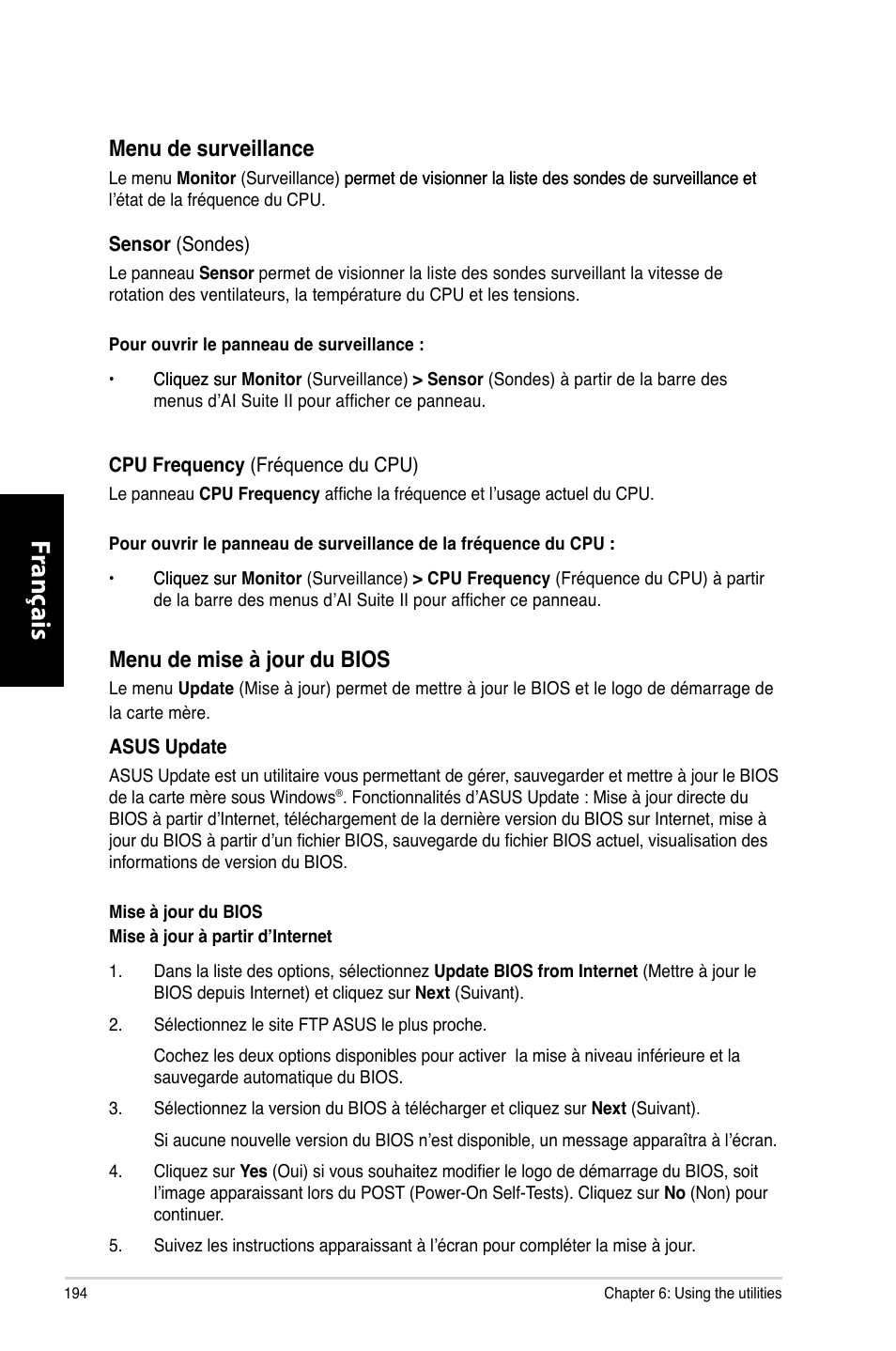 Fr anç ais fr anç ais fr anç ais fr anç ais | Asus CG8265 User Manual | Page 194 / 350