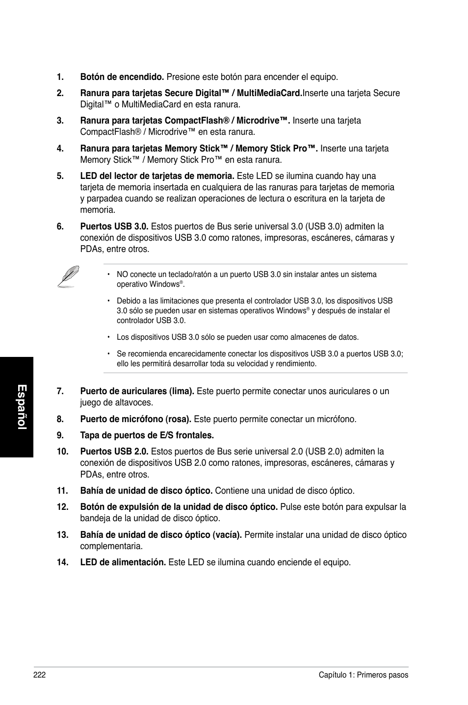 Español | Asus CG8265 User Manual | Page 222 / 350