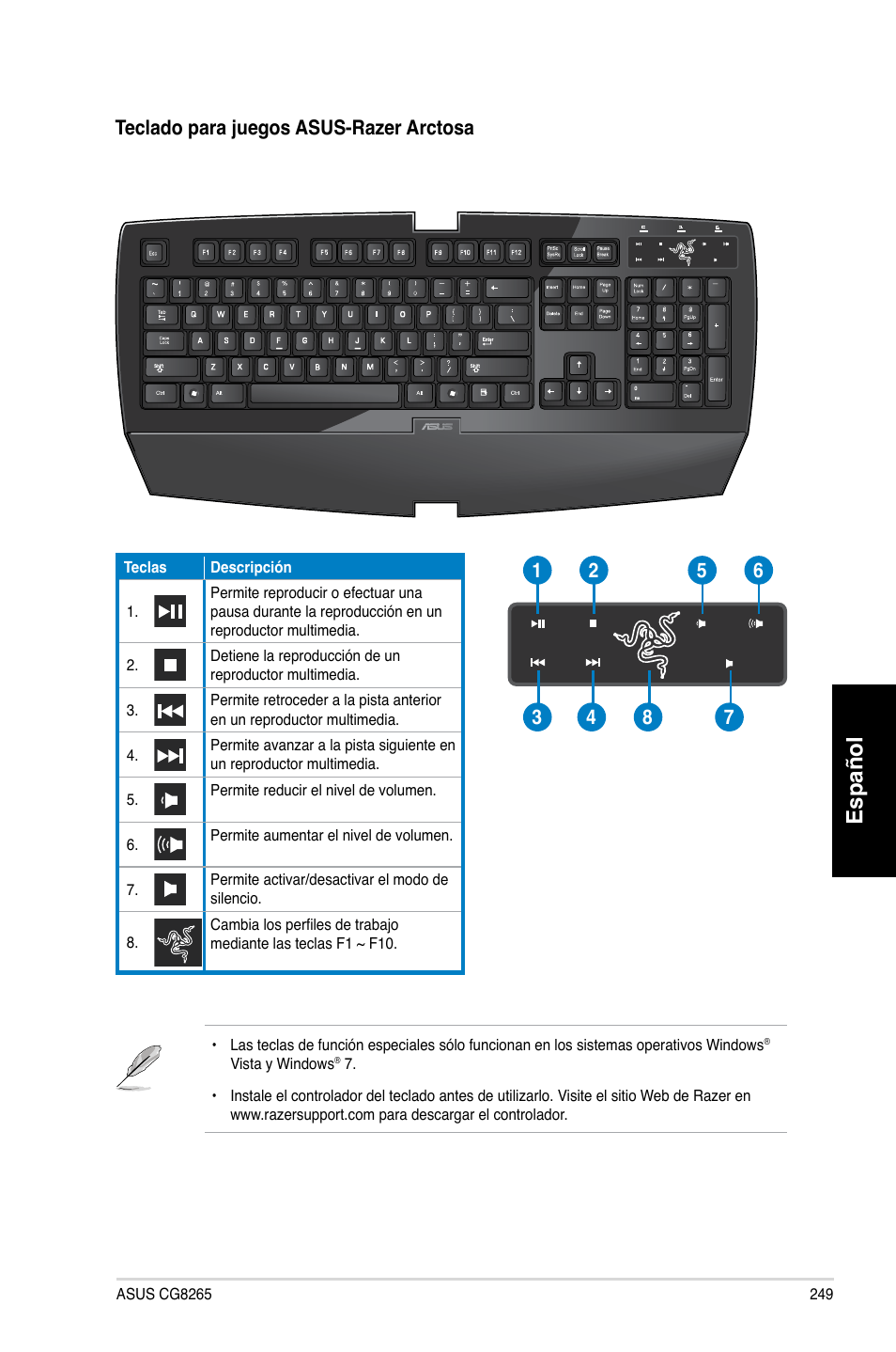 Español | Asus CG8265 User Manual | Page 249 / 350