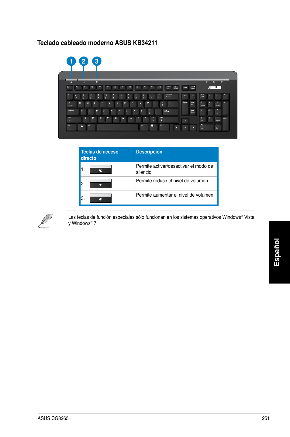 Español | Asus CG8265 User Manual | Page 251 / 350