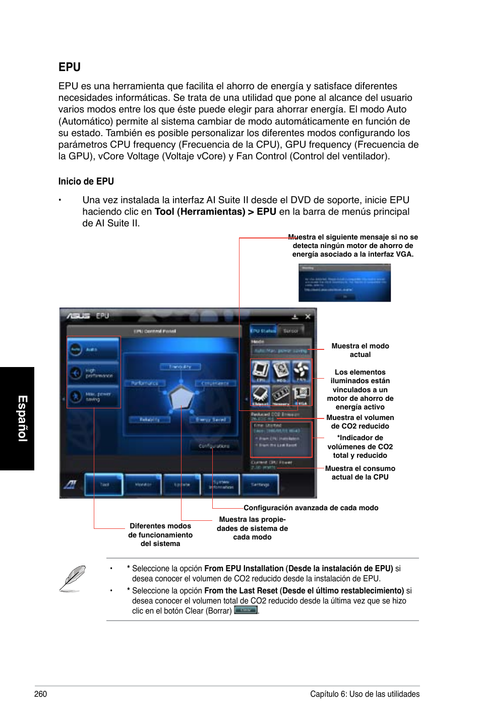 Español, Español epu | Asus CG8265 User Manual | Page 260 / 350