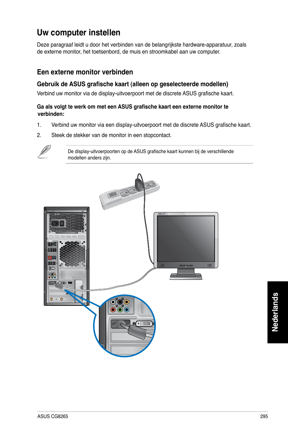 Uw computer instellen, Nederlands | Asus CG8265 User Manual | Page 295 / 350