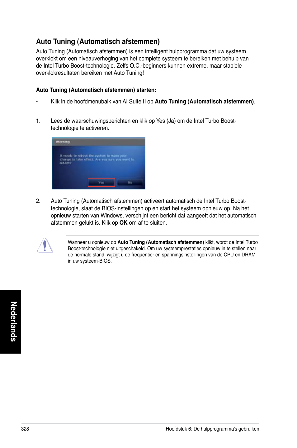 Nederlands, Auto tuning (automatisch afstemmen) | Asus CG8265 User Manual | Page 328 / 350