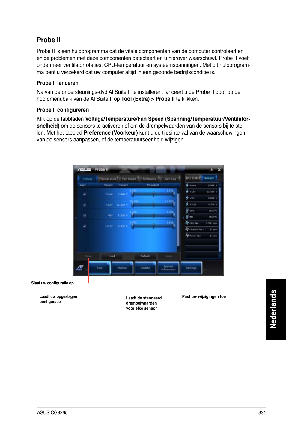 Nederlands, Probe ii | Asus CG8265 User Manual | Page 331 / 350