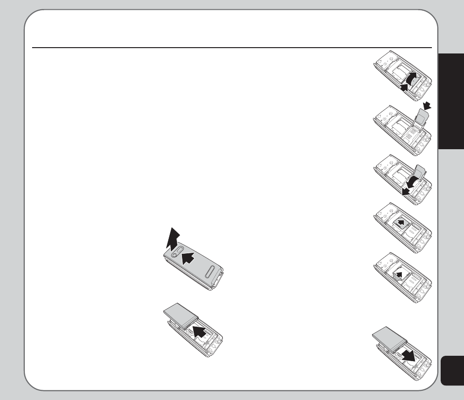 Inserting the sim card, mini sd card, and battery, Getting started | Asus V66 User Manual | Page 15 / 70