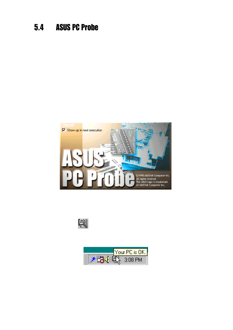 4 asus pc probe, 1 starting asus pc probe | Asus A7V333 User Manual | Page 112 / 140