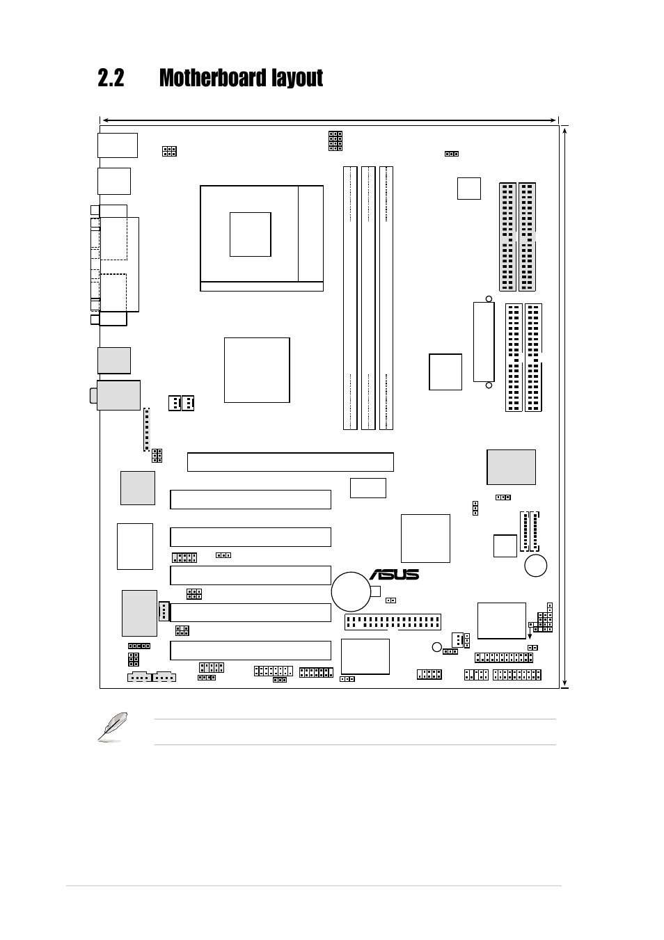 2 motherboard layout, 8chapter 2: hardware information, Via kt333 | Pci1, Super i/o, Pci2 pci3 pci4 pci5, Chipset socket 462, A7v333, Accelerated graphics port (agp pro) | Asus A7V333 User Manual | Page 20 / 140