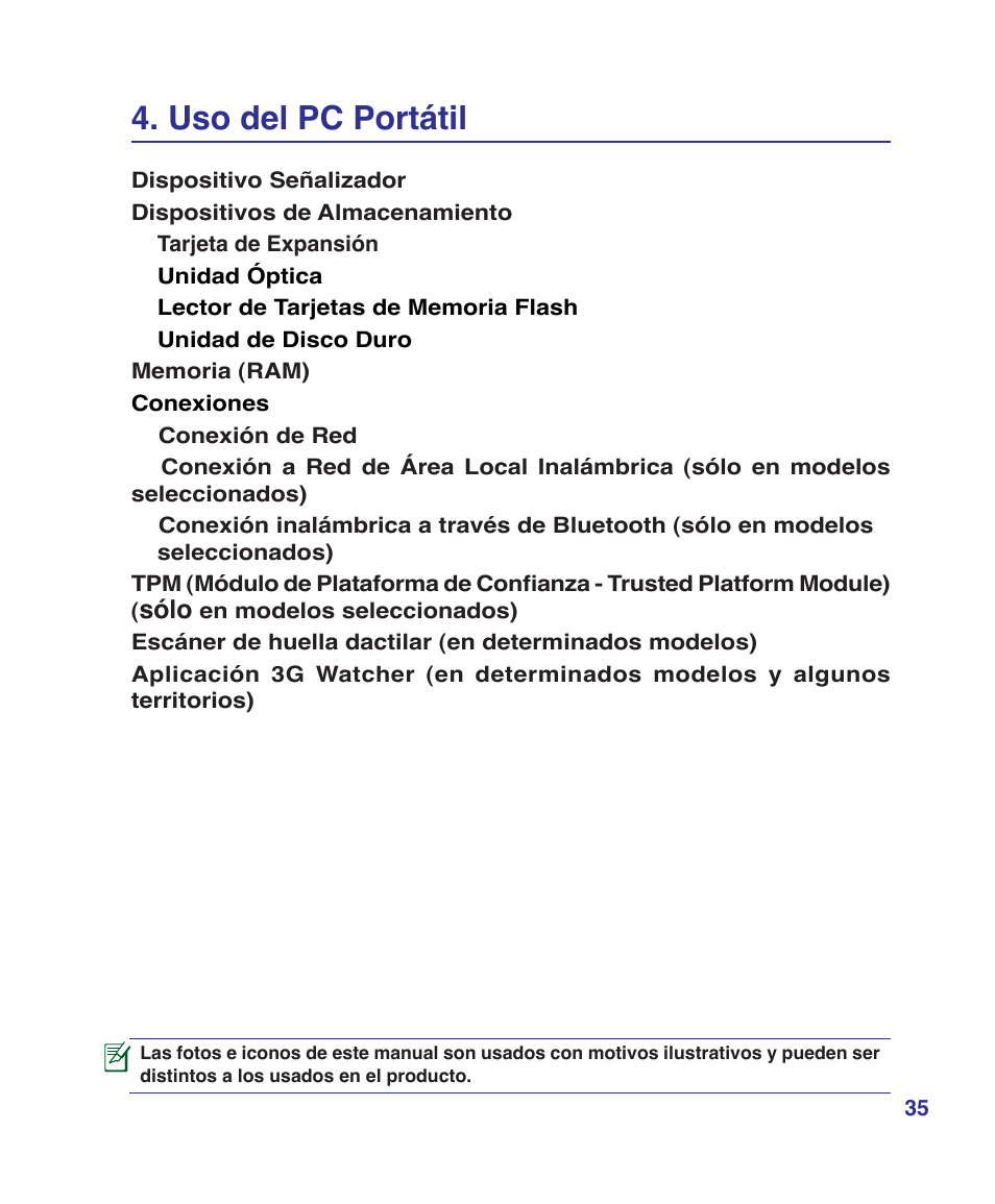 Uso del pc portátil | Asus U6V User Manual | Page 35 / 88