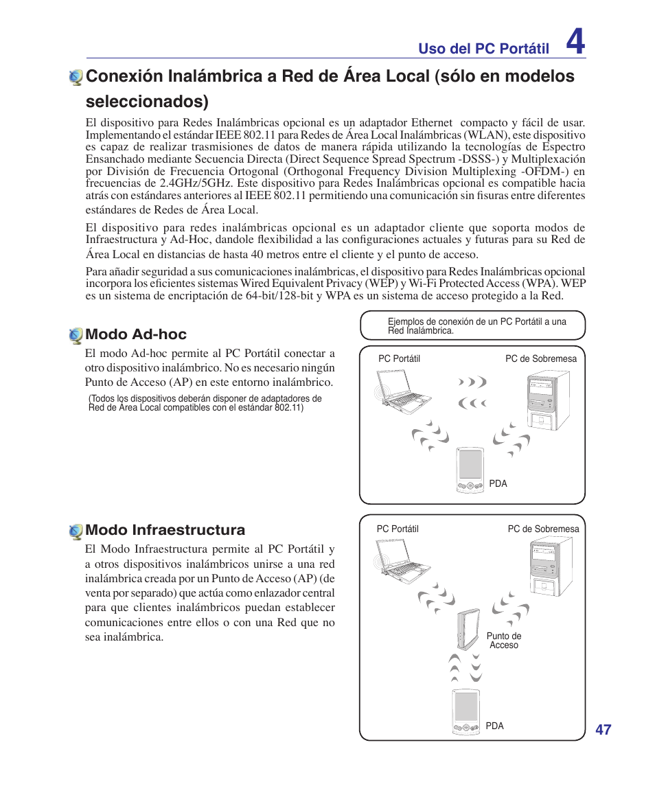 Wireless lan connection (on selected models) | Asus U6V User Manual | Page 47 / 88