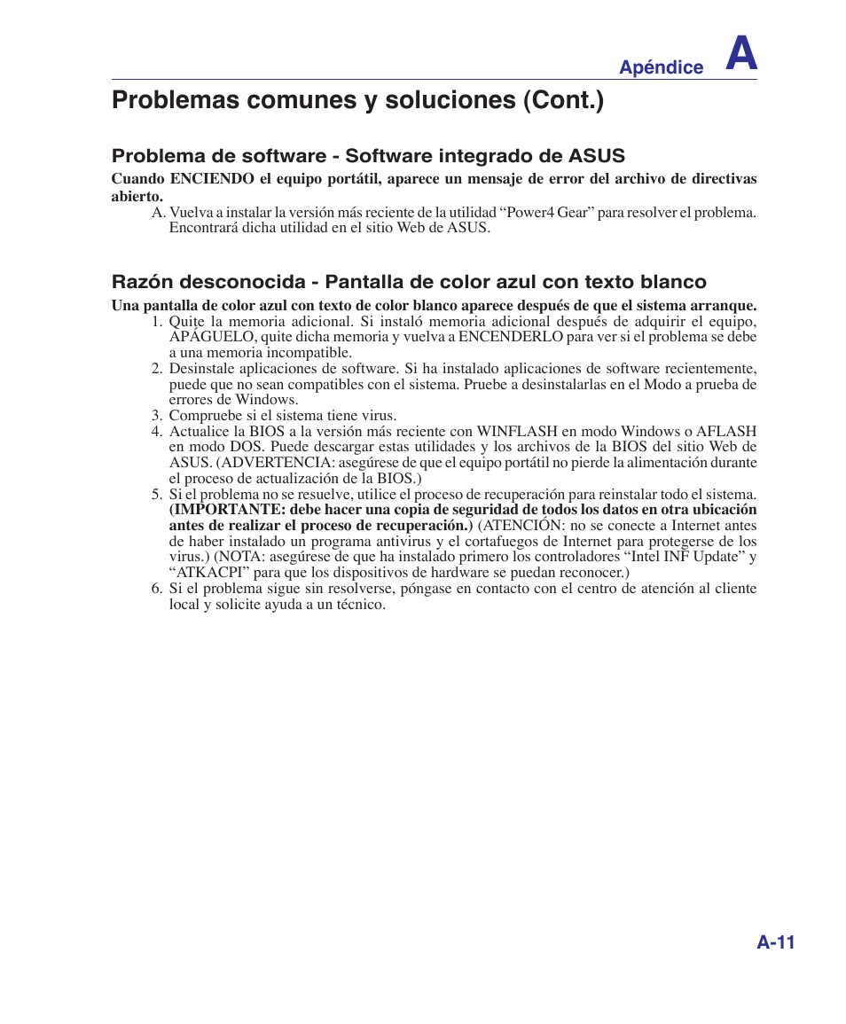 Problemas comunes y soluciones (cont.��) | Asus U6V User Manual | Page 67 / 88