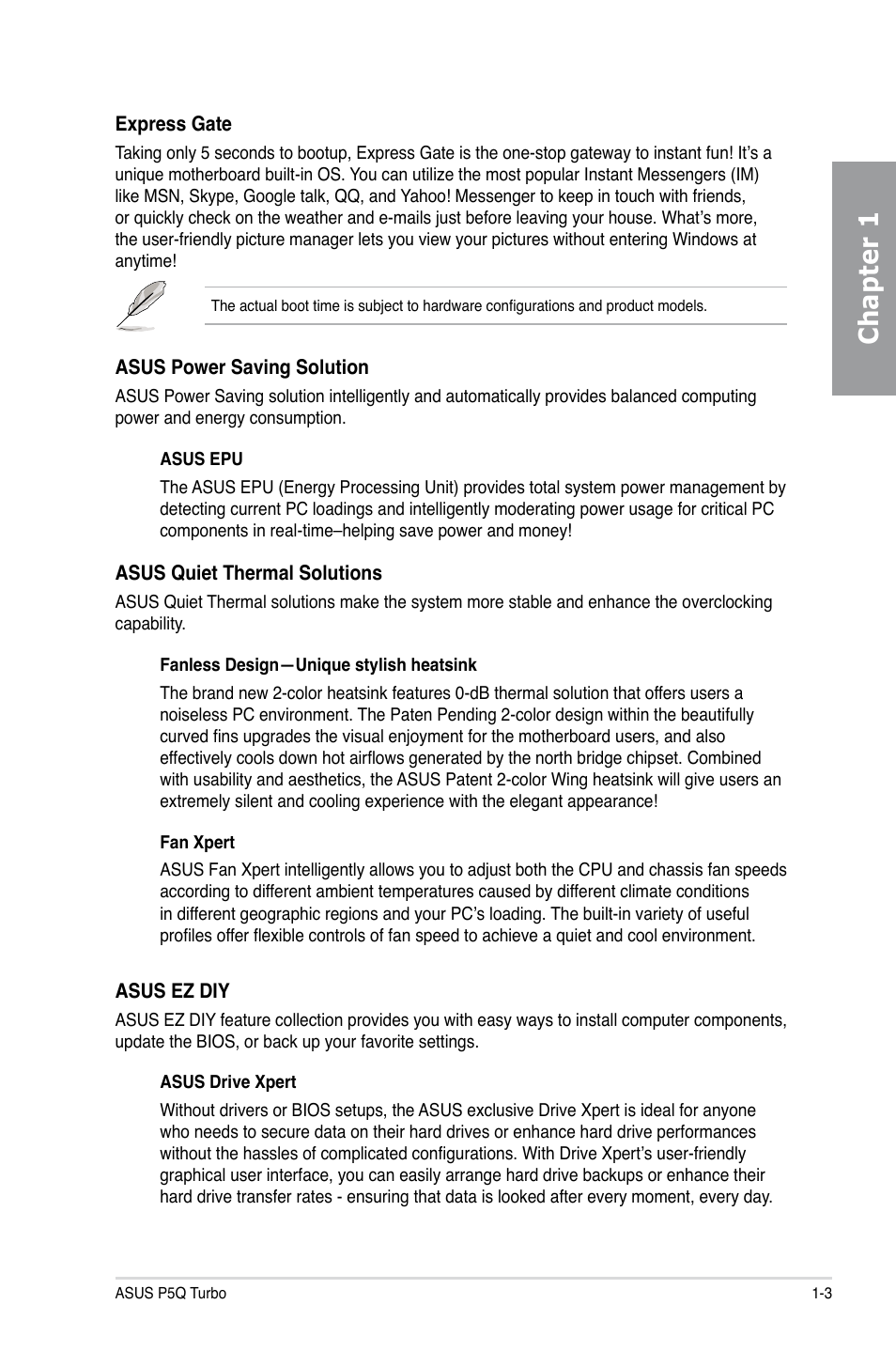 Chapter 1 | Asus P5Q TURBO User Manual | Page 17 / 114