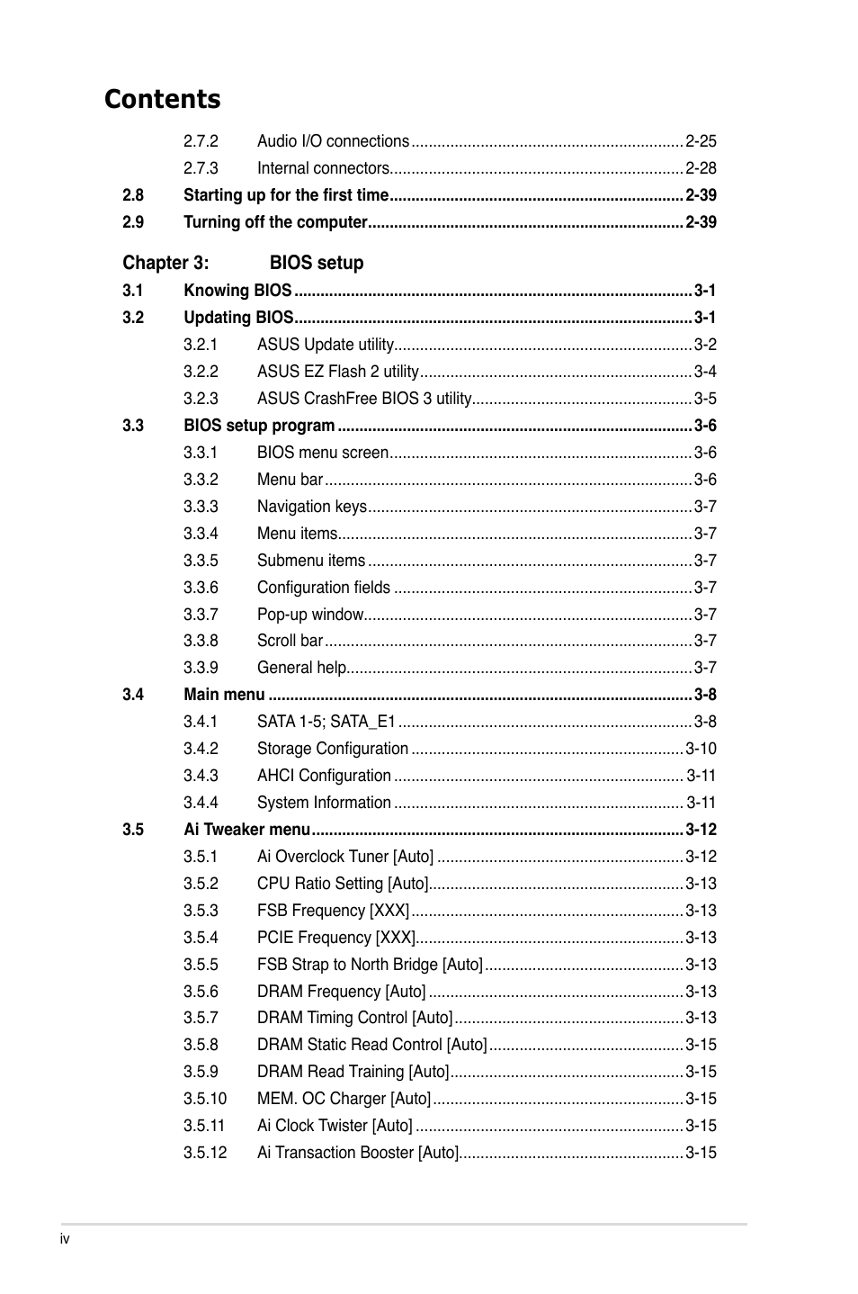 Asus P5Q TURBO User Manual | Page 4 / 114