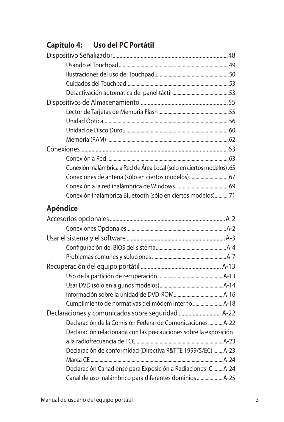 Asus X5MTK User Manual | Page 3 / 114