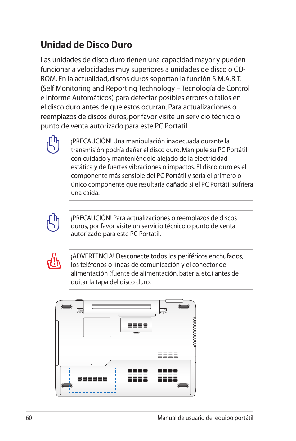 Unidad de disco duro | Asus X5MTK User Manual | Page 60 / 114
