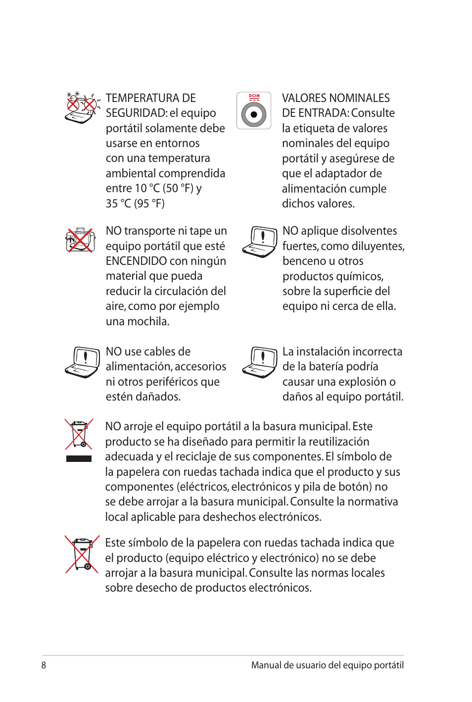 Asus X5MTK User Manual | Page 8 / 114