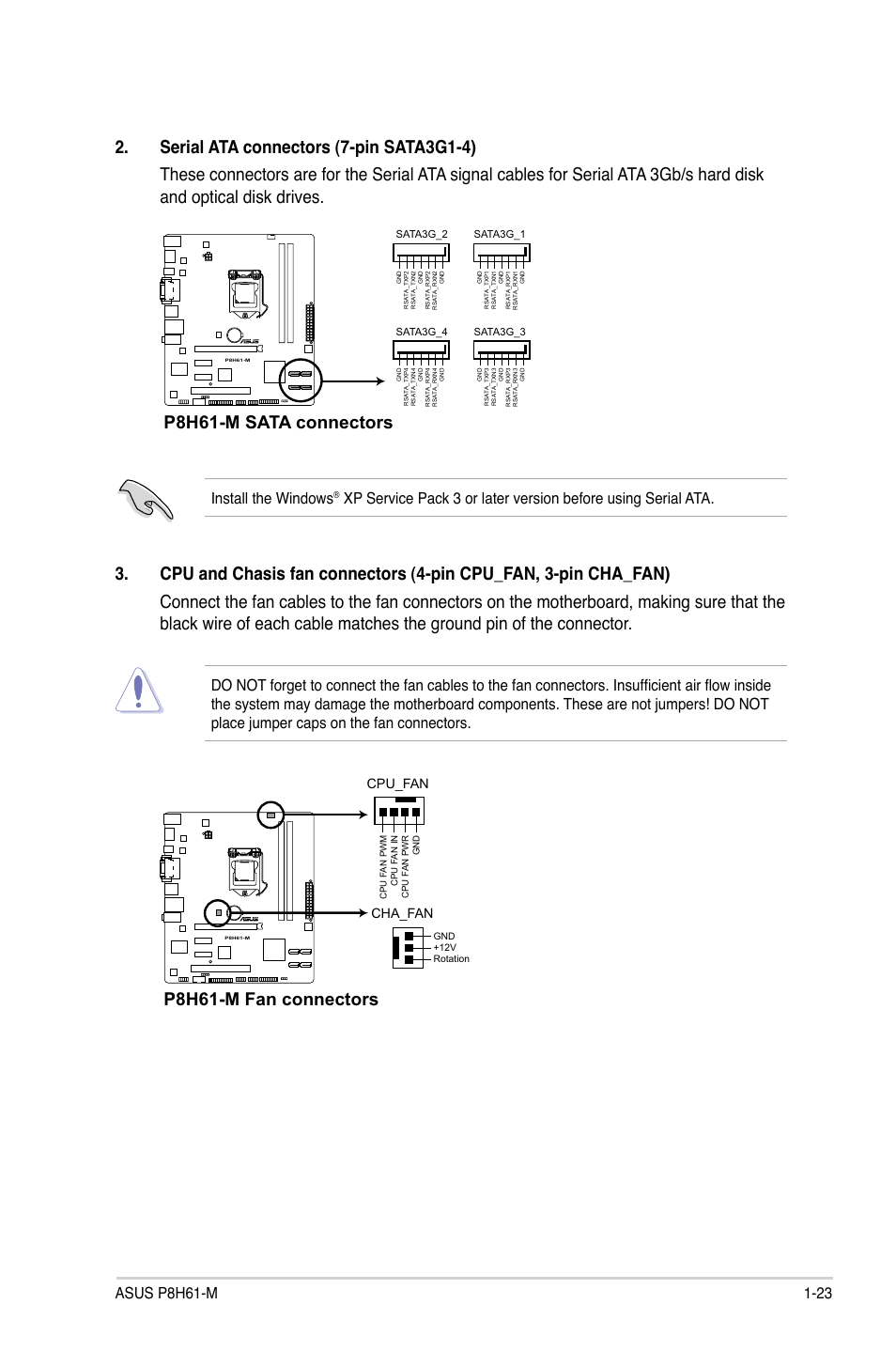 P8h61-m fan connectors, Install the windows, Cpu_fan | Cha_fan | Asus P8H61-M User Manual | Page 35 / 74