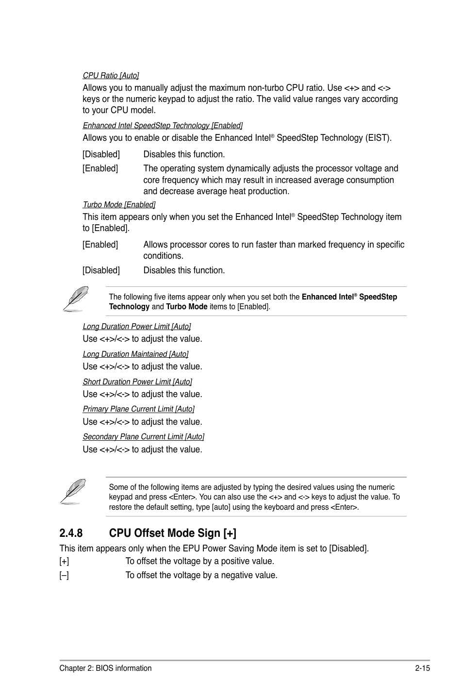 8 cpu offset mode sign, Cpu offset mode sign -15 | Asus P8H61-M User Manual | Page 57 / 74