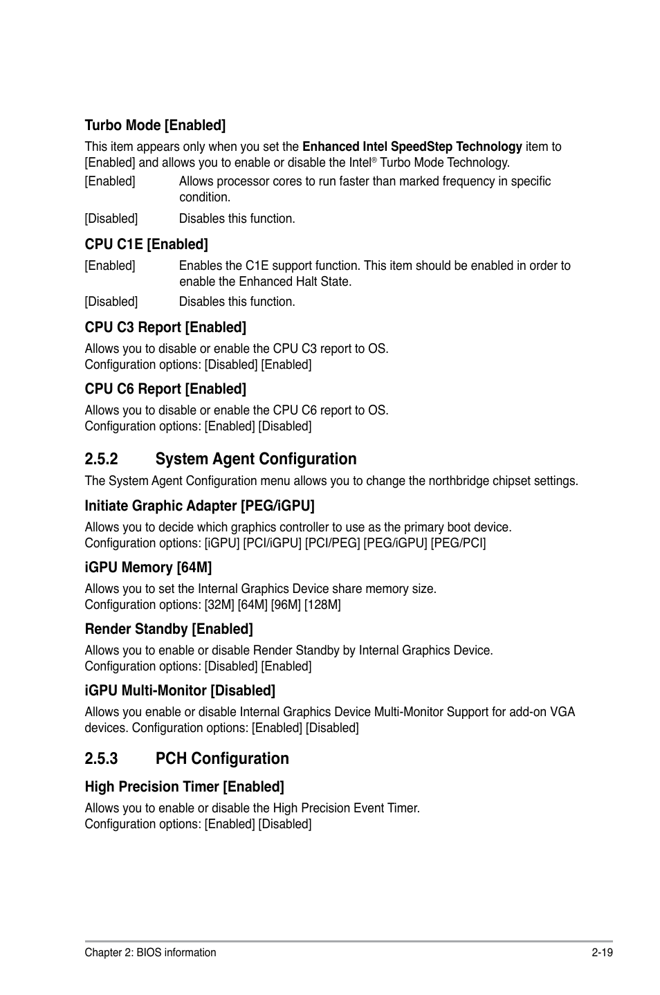 2 system agent configuration, 3 pch configuration, System agent configuration -19 | Pch configuration -19 | Asus P8H61-M User Manual | Page 61 / 74