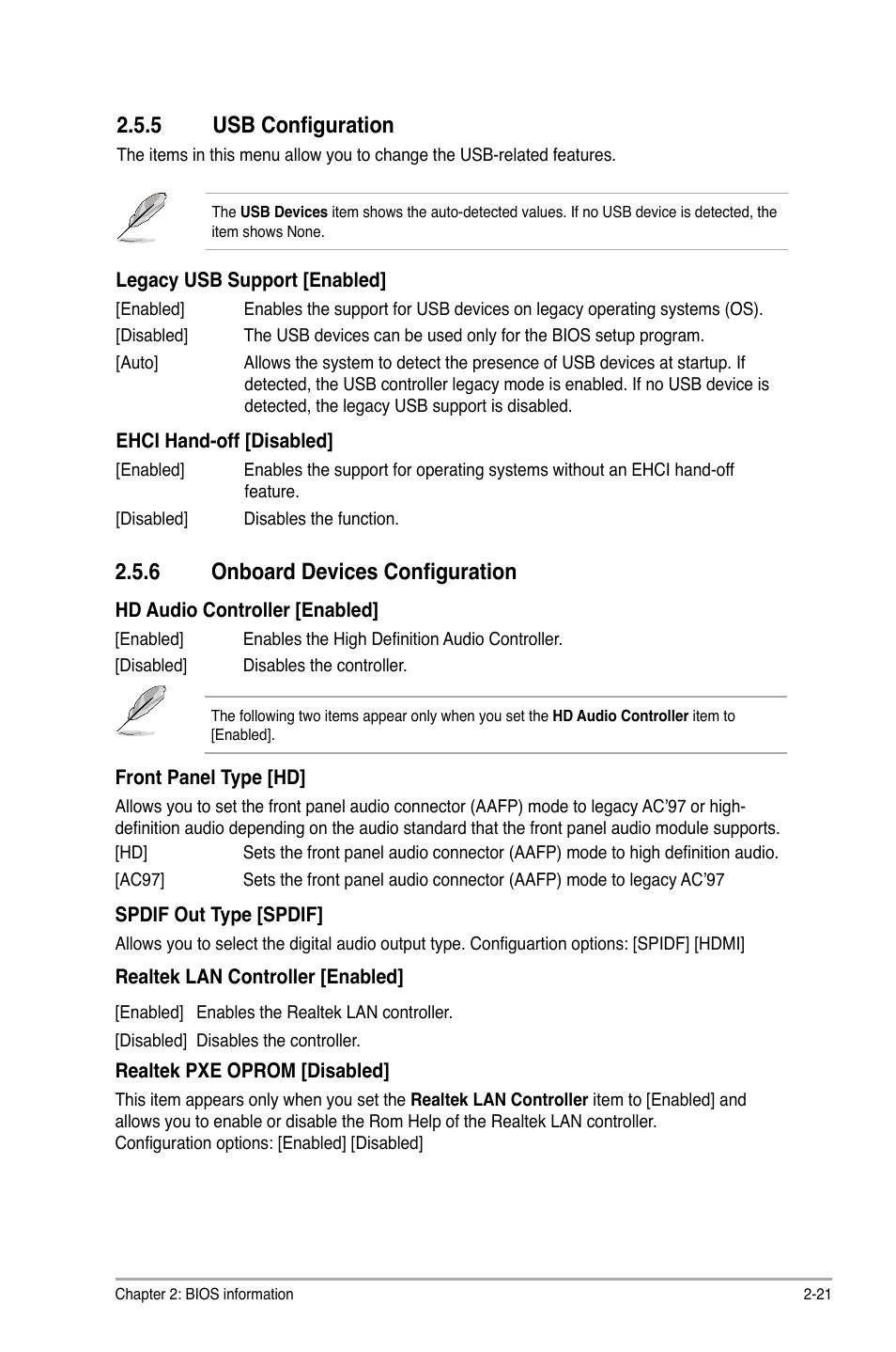 5 usb configuration, 6 onboard devices configuration, Usb configuration -21 | Onboard devices configuration -21 | Asus P8H61-M User Manual | Page 63 / 74