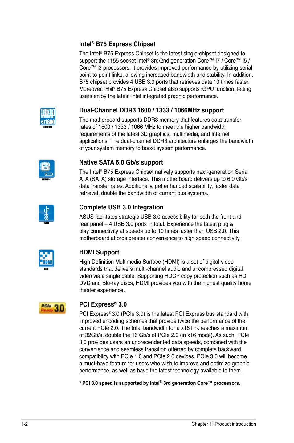 Asus P8B75-M LE PLUS User Manual | Page 12 / 78