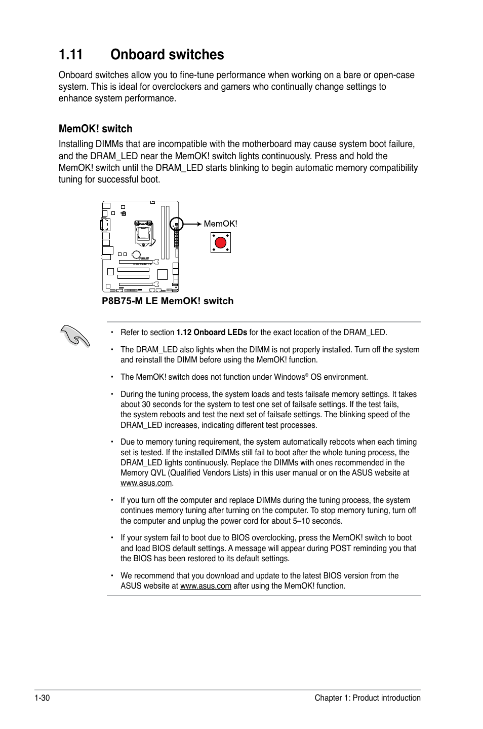 11 onboard switches, 11 onboard switches -30 | Asus P8B75-M LE PLUS User Manual | Page 40 / 78