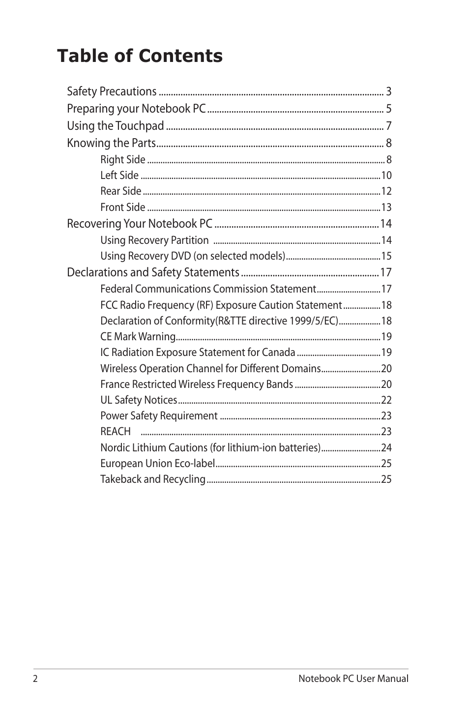 Asus UL20FT User Manual | Page 2 / 28