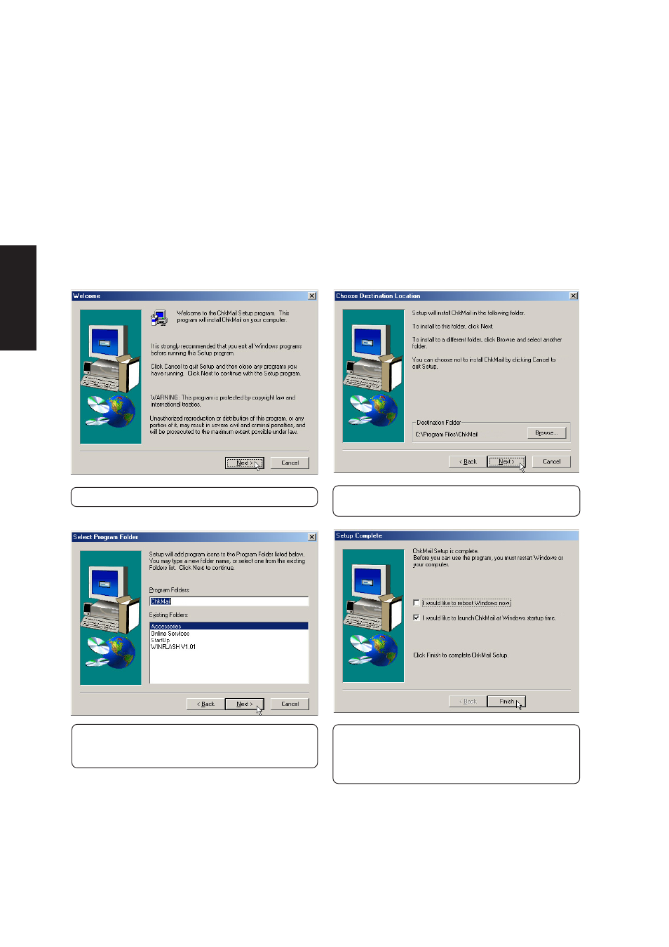 Check mail utility (under atkacpi utility), Installing check mail for windows me & 2000 | Asus L1A User Manual | Page 44 / 98