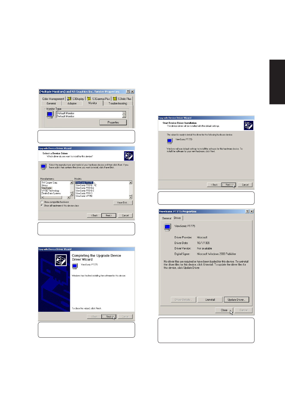 Display settings for windows me and 2000 (cont’), Setting second monitor type | Asus L1A User Manual | Page 55 / 98