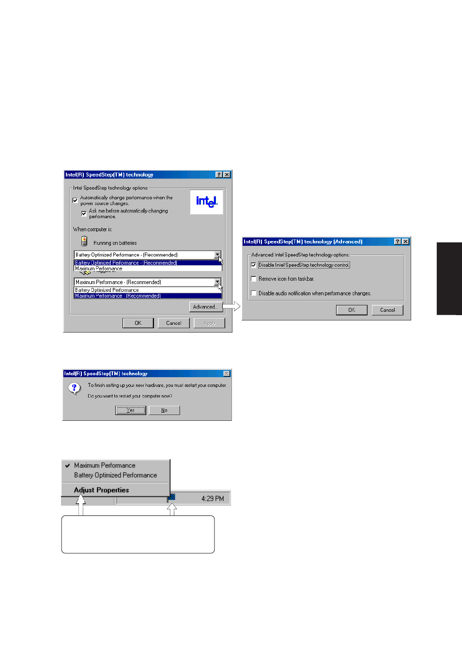 Speedstep properties and settings (cont’) | Asus L1A User Manual | Page 75 / 98